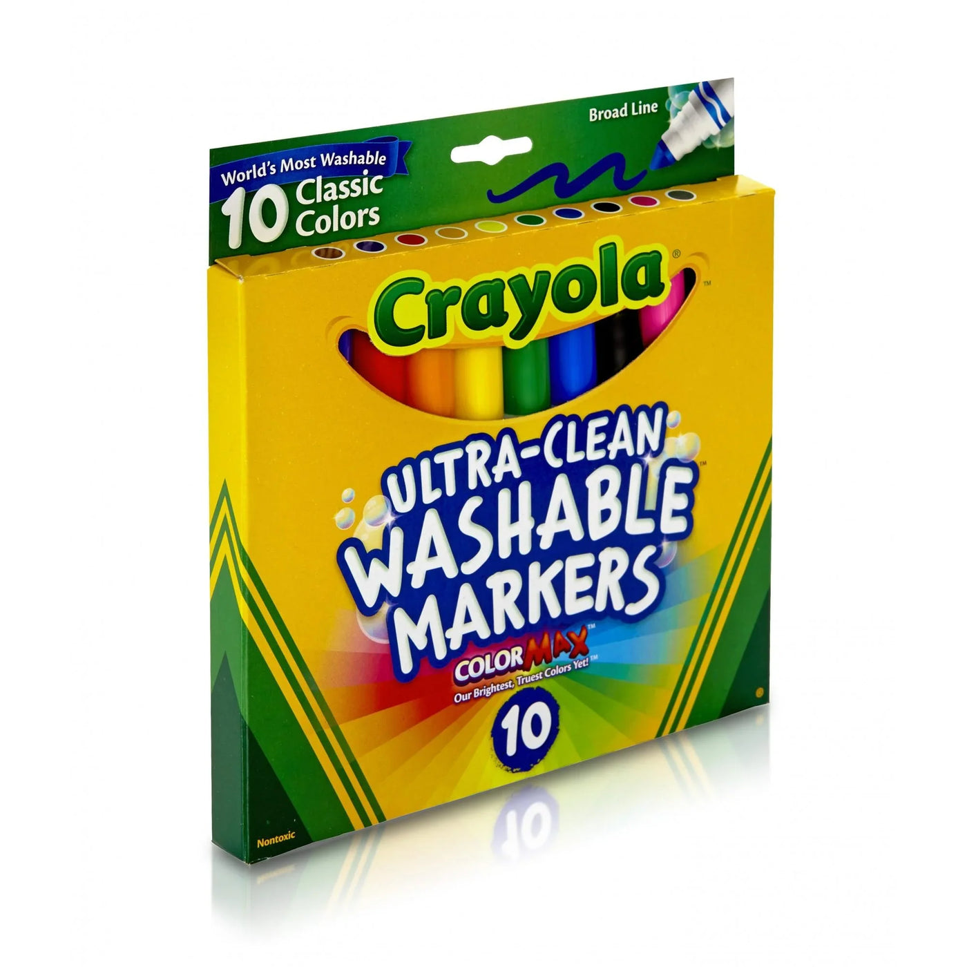 Crayola Ultra-Clean Washable Broad Line Markers, 10 Ct, School Supplies