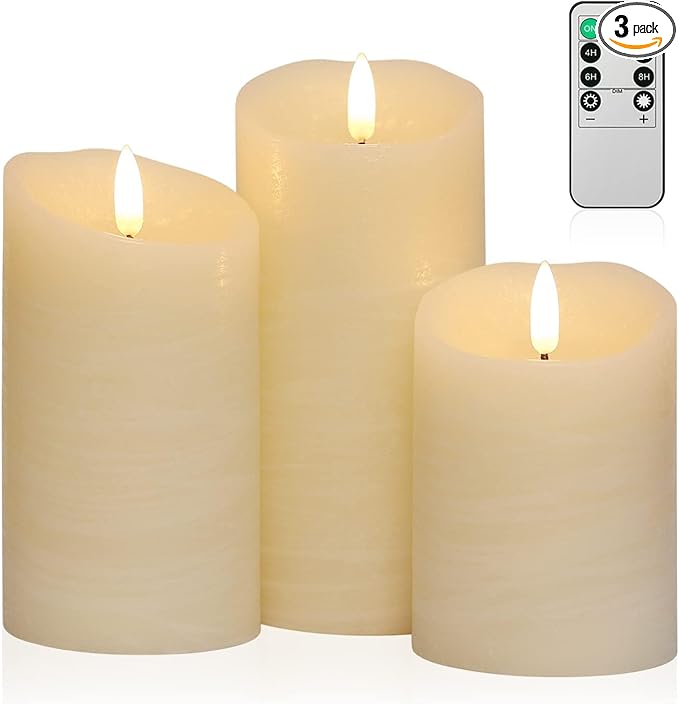 Flameless Candles with Remote, Real Wax Battery Set of 3