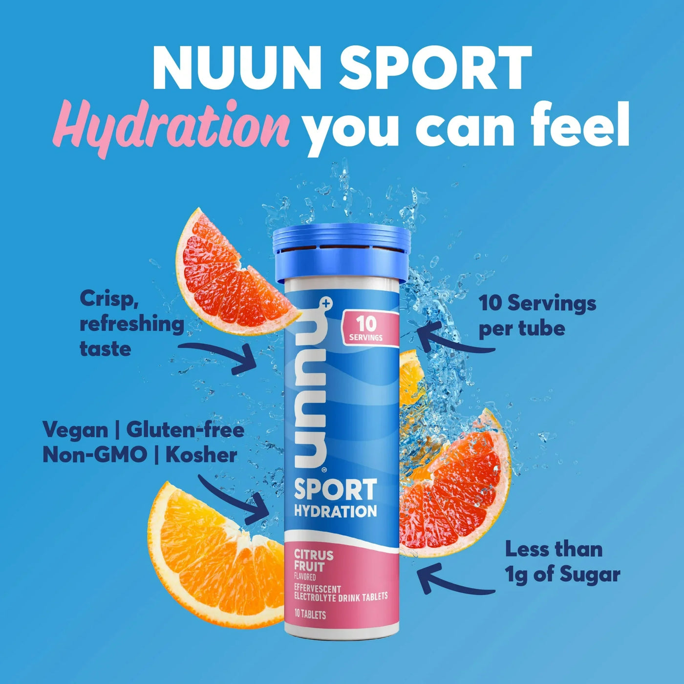 Nuun Sport Electrolyte Sports Drink Water 10 Count Tube