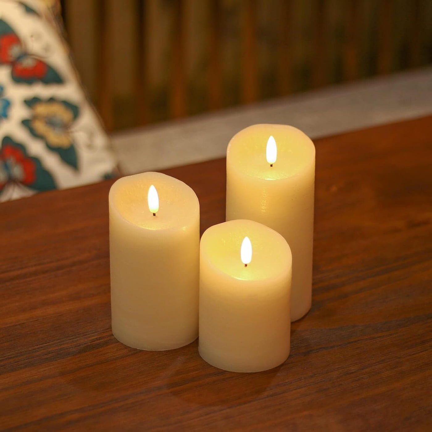 Flameless Candles with Remote, Real Wax Battery Set of 3